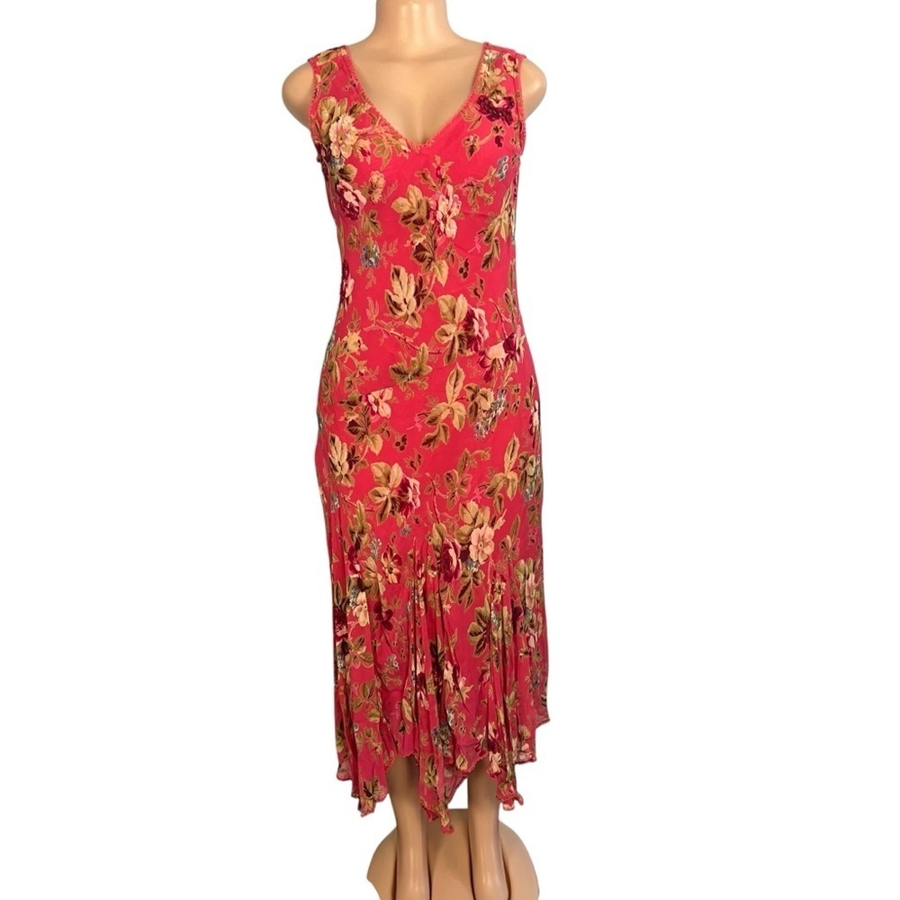 Majick Floral Vintage Beaded Sleeveless handkerchief Pink Dress